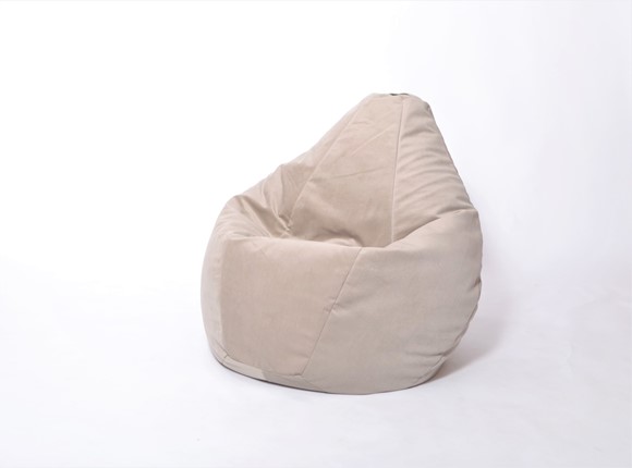 Кресло-мешок Груша среднее, велюр однотон, бежевое в Махачкале - изображение