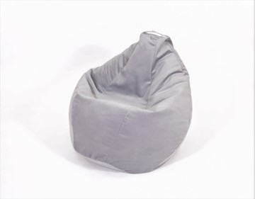 Кресло-мешок Груша малое, велюр однотон, серое в Махачкале