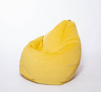 Кресло-мешок Груша большое, велюр однотон, лимонное в Махачкале