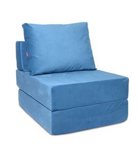 Бескаркасное кресло-кровать Окта, велюр синий в Махачкале