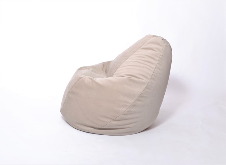 Кресло-мешок Груша среднее, велюр однотон, бежевое в Махачкале - изображение 2
