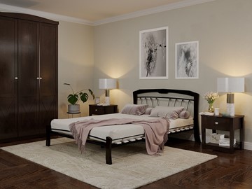 Кровать 2-х спальная Муза 4 Лайт, 1600, черный/шоколад в Махачкале