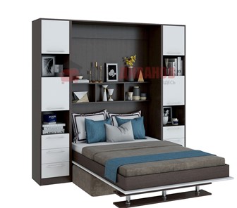 Кровать-шкаф с диваном Бела 1, с полкой ножкой, 1600х2000, венге/белый в Махачкале