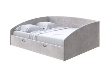 Кровать двуспальная Bono 160х200, Велюр (Лофти Серый) в Махачкале