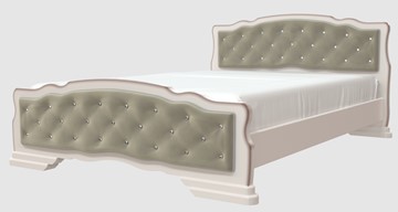 Кровать 2-спальная Карина-10 (Дуб Молочный, светлая обивка) 160х200 в Махачкале