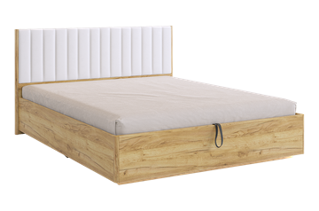 Кровать 2-спальная с подъемным механизмом Адам, дуб крафт золотой/белоснежный (экокожа) в Махачкале