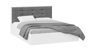 Кровать 2-спальная Тесса (Белый Жемчуг/Рогожка серая) в Махачкале