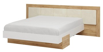Кровать 2-спальная Тоскана 1600 с декором (Дуб крафт золотой/Белый поры глубокие) с основанием в Махачкале