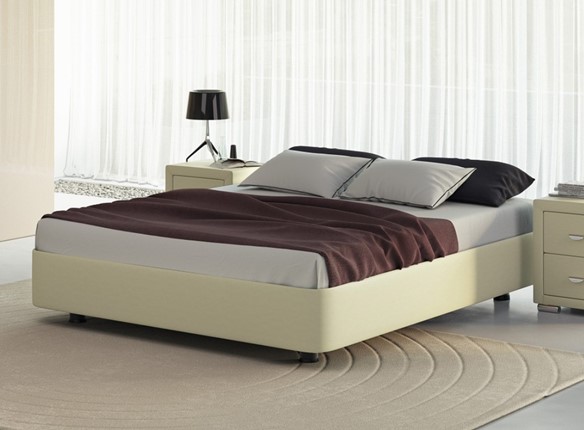 Кровать 2-спальная Rocky Base 160x200, Экокожа (Кремовый) в Махачкале - изображение