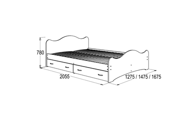 Кровать 6 с ящиками, 80х200 Венге/Млечный дуб с основанием в Махачкале - предосмотр 1