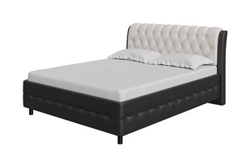 Кровать полутороспальная Como (Veda) 4 140х200, Экокожа (Черный с белым) в Махачкале