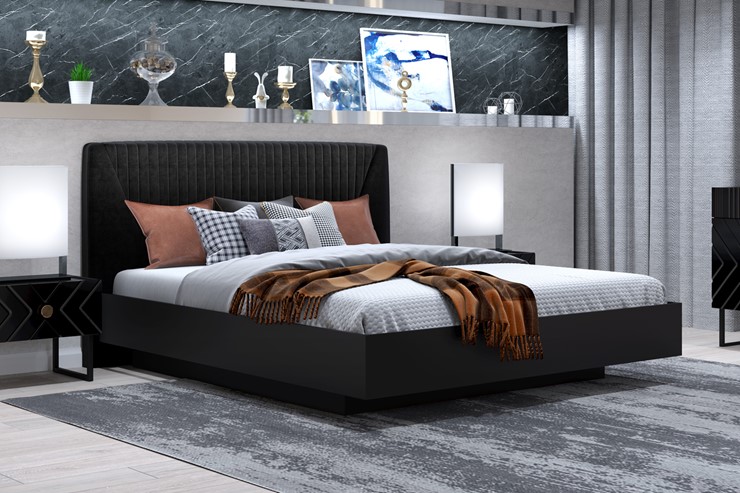 Кровать с механизмом 2х-спальная Марсель-11 (Черный, ткань Fenix black) 1800 в Махачкале - изображение 2