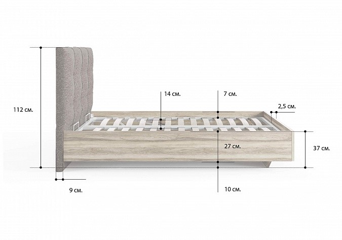 Кровать с подъемным механизмом Victoria (ясень анкор) 140х200 в Махачкале - изображение 1