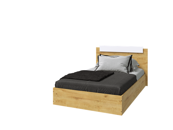 Кровать 1-спальная Эко 900 ЛДСП, Дуб вотан/Белый в Махачкале - изображение