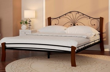 Спальная кровать Фортуна 4 Лайт, 1400, черный/махагон в Махачкале