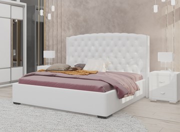 Двуспальная кровать Dario Slim 140x200, Экокожа (Белый) в Махачкале