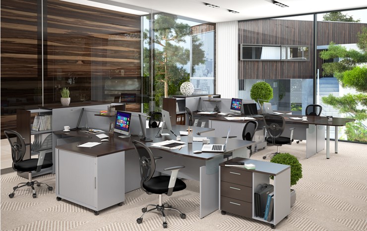 Офисный комплект мебели OFFIX-NEW для двух сотрудников и руководителя в Махачкале - изображение 1