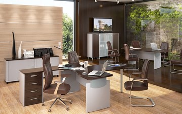 Офисный комплект мебели OFFIX-NEW для двух сотрудников и руководителя в Махачкале - предосмотр