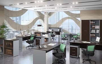 Набор мебели в офис IMAGO четыре рабочих места, стол для переговоров в Махачкале - предосмотр