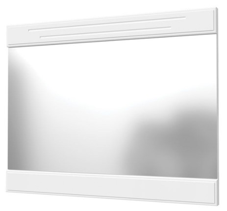Зеркало навесное Олимп с декоративными планками (белый) в Махачкале - изображение