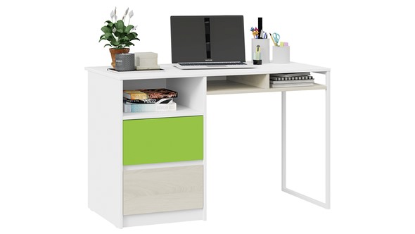Письменный стол Сканди СМ-386.15.02-20 (Дуб Гарден, Белая, Зеленый) в Махачкале - изображение