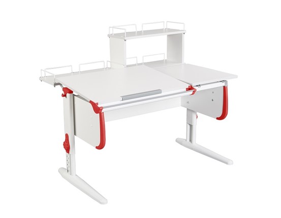Детский стол-трансформер 1/75-40 (СУТ.25) + Polka_z 1/600 + Polka_zz 1/600 белый/белый/Красный в Махачкале - изображение