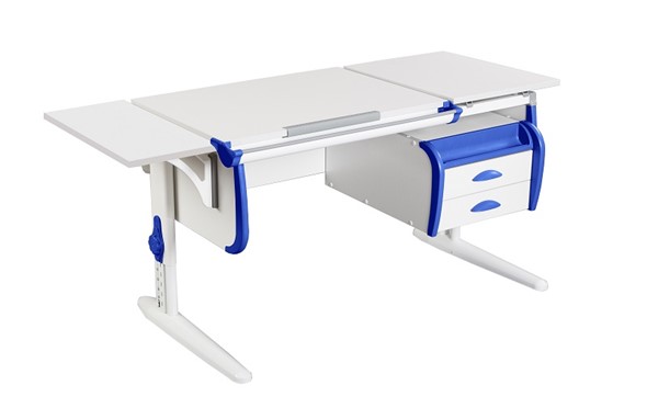 Растущий стол 1/75-40 (СУТ.25) + Polka_b 1/550 + Tumba 3 белый/белый/Синий в Махачкале - изображение