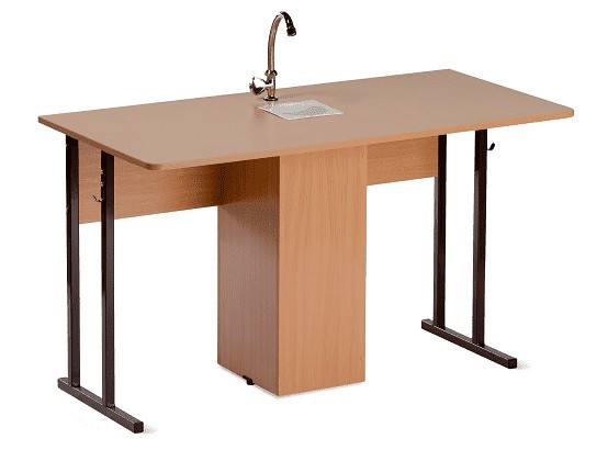 Детский стол 2-местный для кабинета химии Стандарт 6, Пластик Бук/Коричневый в Махачкале - изображение