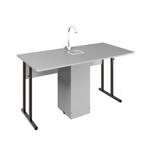 Детский стол 2-местный для кабинета химии Стандарт 7, Пластик Серый/Коричневый в Махачкале