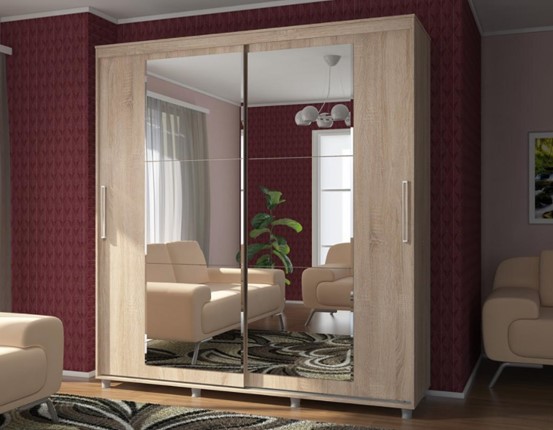 Шкаф 2-х дверный Комфорт №12 2.0 с прямоугольными зеркалами в Махачкале - изображение