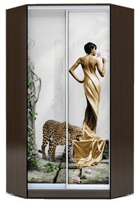 Шкаф угловой 2400х1103, ХИТ У-24-4-77-03, Девушка с леопардом, венге в Махачкале