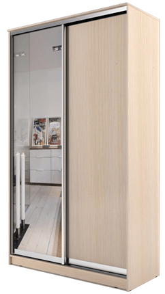 Шкаф 2-х дверный 2200х1200х420 с одним зеркалом ХИТ 22-4-12/2-15 Дуб Млечный в Махачкале - изображение