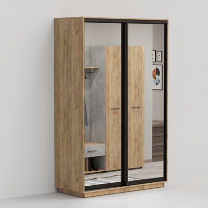 Шкаф 2-х дверный ЭКО-Сим З 220х140х60, Дуб Крафт/бронза в Махачкале - изображение