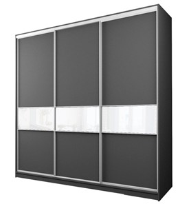 Шкаф 3-х створчатый MAX МШ-27-6-24-999, Профиль Белый/Цвет Графит/с белой пленкой Oracal в Махачкале