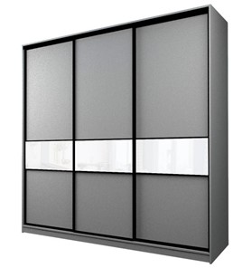 Шкаф MAX МШ-27-6-24/2-999, Профиль Черный/Цвет Серый/с белой пленкой Oracal в Махачкале