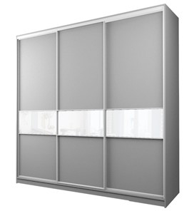 Шкаф 3-х створчатый MAX МШ-27-6-27-999, Профиль Белый/Цвет Серый/с белой пленкой Oracal в Махачкале