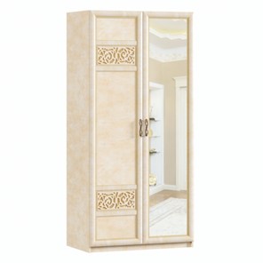Шкаф 2х-дверный Александрия с зеркалом ЛД 625.053, Рустика/Кожа Ленто в Махачкале