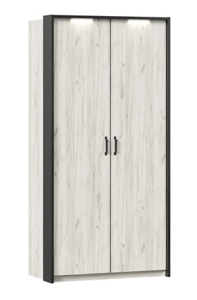 Шкаф 2-створчатый Техно с паспарту, Дуб крафт белый в Махачкале - изображение