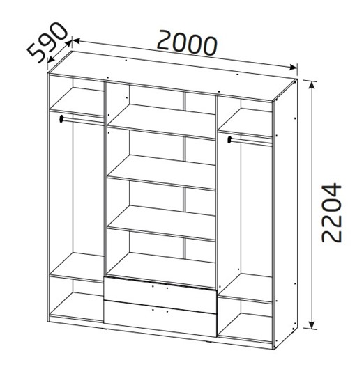 Шкаф 4х-дверный 4-х дверный Вега с 2 ящиками в Махачкале - изображение 1