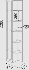 Угловой шкаф-стеллаж Беатрис М13 левый (Орех Гепланкт) в Махачкале - предосмотр 3