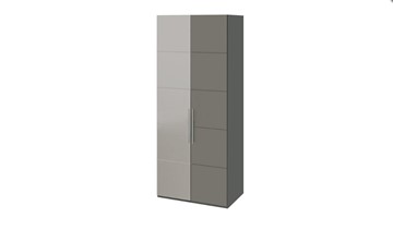 Распашной шкаф Наоми с 1 зеркальной левой дверью, цвет Фон серый, Джут СМ-208.07.04 L в Махачкале