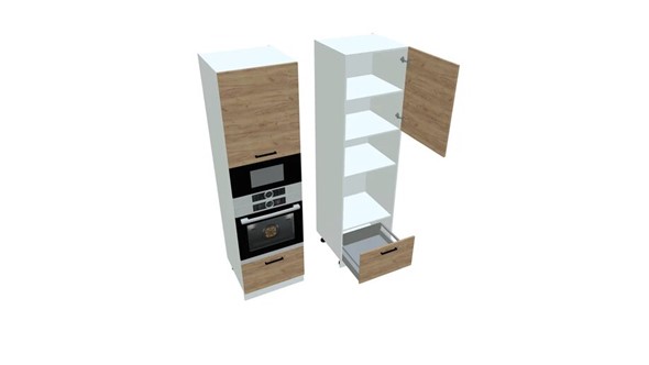Кухонный шкаф-пенал П7 3, Дуб крафт/Белый в Махачкале - изображение