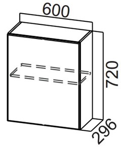 Распашной кухонный шкаф Стайл, Ш600/720(1ств), МДФ в Махачкале