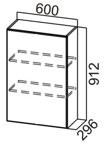Шкаф навесной на кухню Стайл, Ш600/912(1ств), МДФ в Махачкале