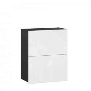 Навесной кухонный шкаф 600 горизонтальный Шервуд, ЛД 281.970.000.085, черный/белый глянец в Махачкале