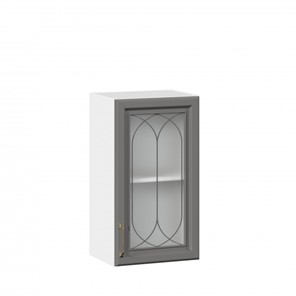 Шкаф настенный Джелатто 400 со стеклом ЛД 241.320.000.102, Белый/Оникс серый в Махачкале