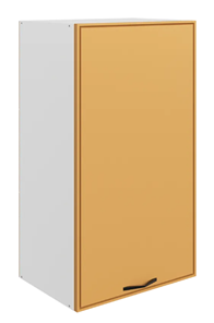 Навесной шкаф Монако L450 Н900 (1 дв. гл.), белый/охра матовый в Махачкале