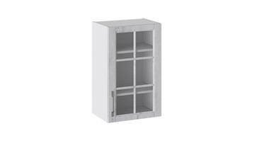 Шкаф на кухню Прованс (Белый глянец/Санторини светлый) со стеклом В_72-45_1ДРс в Махачкале
