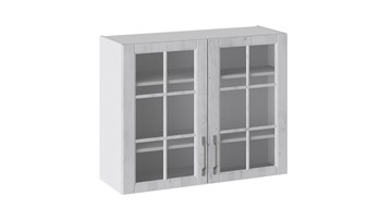 Шкаф кухонный Прованс (Белый глянец/Санторини светлый) со стеклом В_72-90_2ДРс в Махачкале
