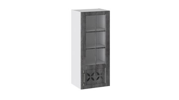 Навесной шкаф Прованс (Белый глянец/Санторини темный) cо стеклом правый В_96-40_1ДРДс(R) в Махачкале